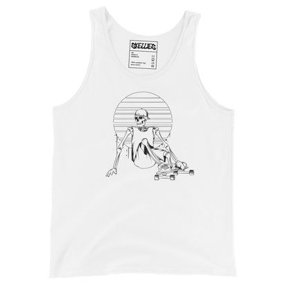 SKELLIES Men's Graphic Tank Top - Skeleton longboarding Line Print, Relaxed Fit, Casual Summer Wear