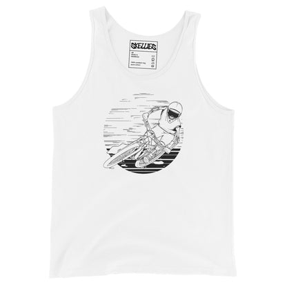 SKELLIES Men's Graphic Tank Top - Skeleton Mountain Biking Line Print, Relaxed Fit, Casual Summer Wear