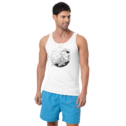 SKELLIES Men's Graphic Tank Top - Skeleton Mountain Biking Line Print, Relaxed Fit, Casual Summer Wear