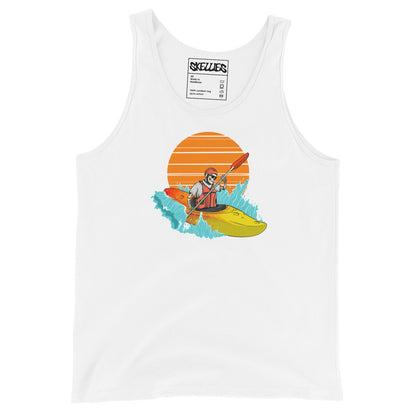 SKELLIES Men's Graphic Tank Top - Skeleton kayaking Print, Relaxed Fit, Casual Summer Wear