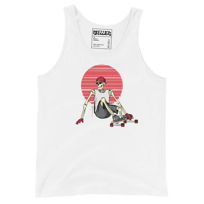 SKELLIES Men's Graphic Tank Top - Skeleton Longboarding Print, Relaxed Fit, Casual Summer Wear