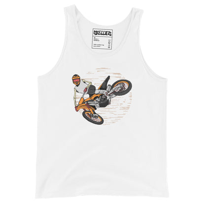 SKELLIES Men's Graphic Tank Top - Skeleton Motocross Print, Relaxed Fit, Casual Summer Wear