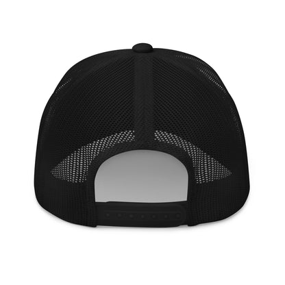 SKELLIES Black Trucker Hat - Skull with Sunglasses Embroidery, Breathable Mesh, Adjustable Snapback, Unisex Urban Cap