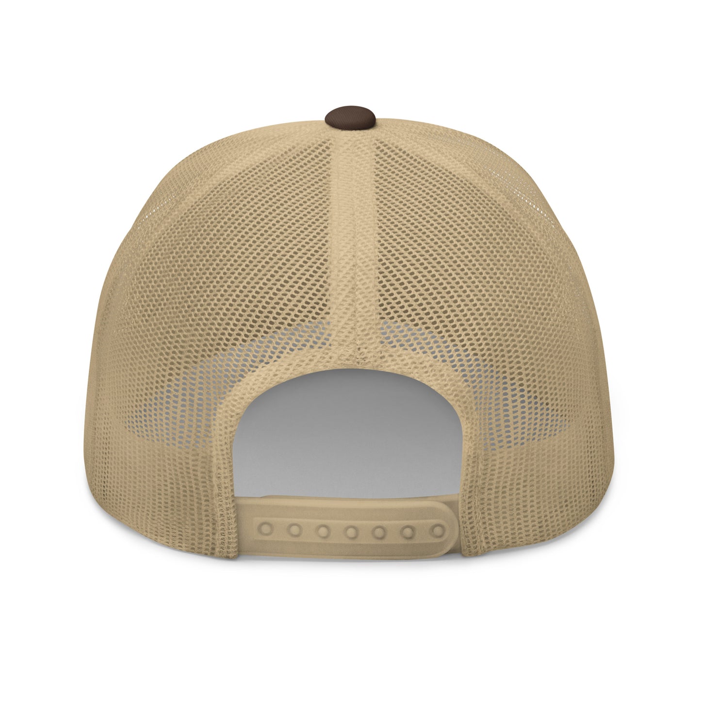 SKELLIES Classic Brown Trucker Hat - Breathable Mesh Back, Adjustable Snapback, Durable Embroidered Logo, Unisex Cap