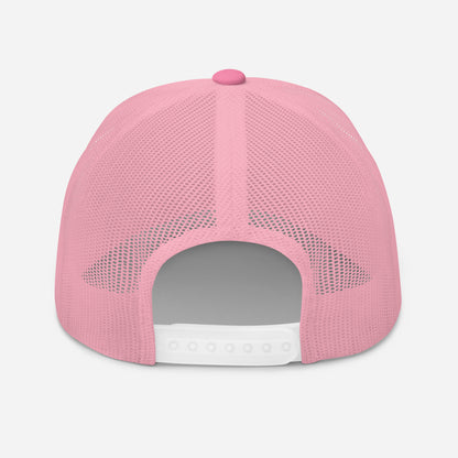 SKELLIES Pink Trucker Hat - Skull with Sunglasses Embroidery, Breathable Mesh, Adjustable Snapback, Unisex Urban Cap