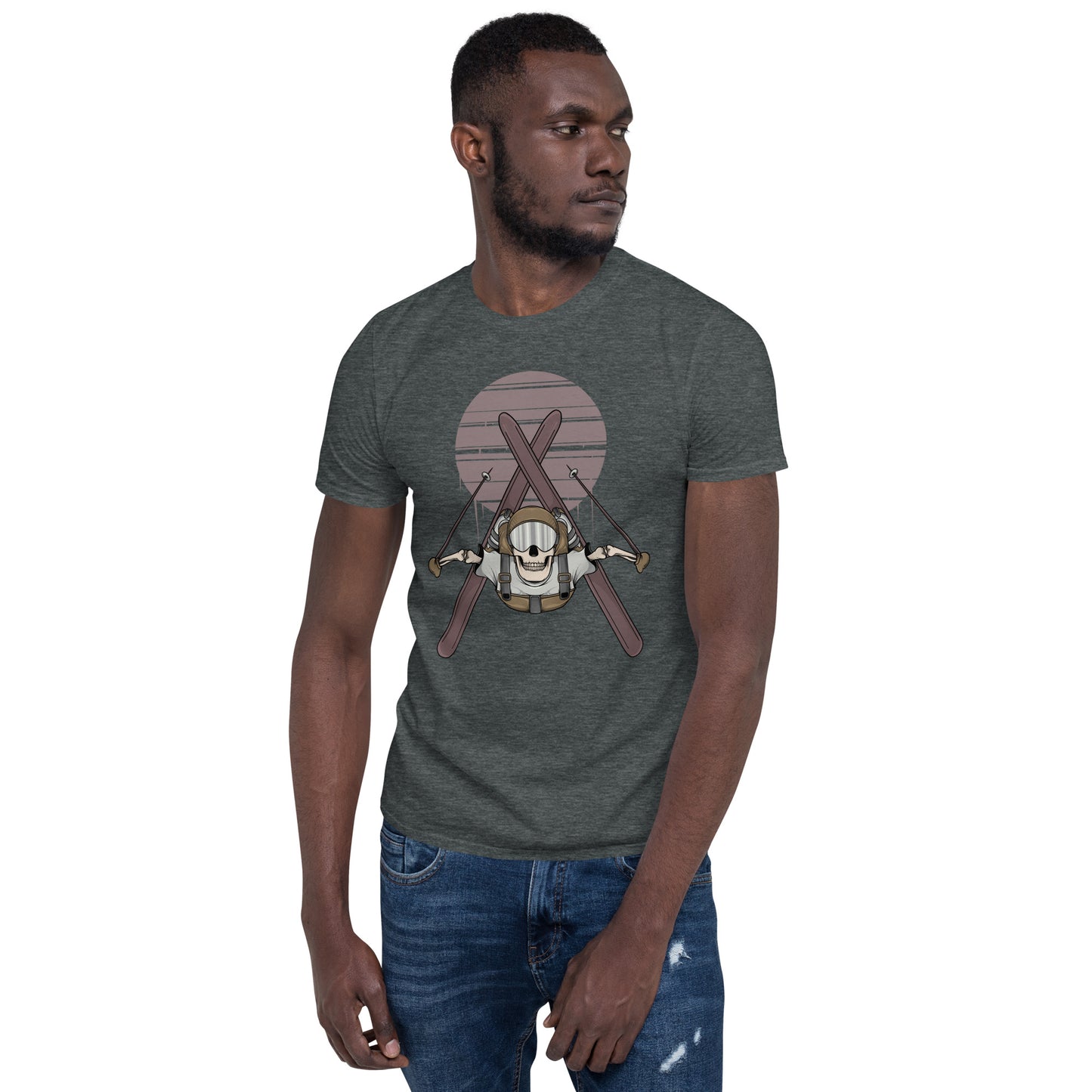 SKELLIES Men's Graphic T-shirt - Skeleton Skiing flip T-shirt  Print, Regular Fit, Casual Wear