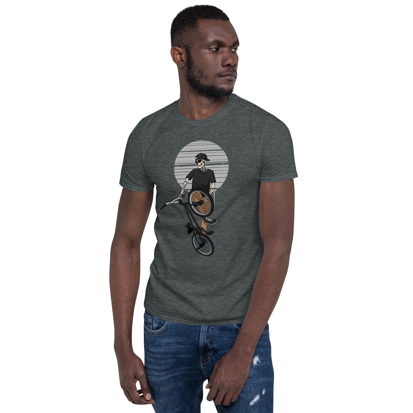 SKELLIES Men's Graphic T-shirt - Skeleton BMXing T-shirt Print, Regular Fit, Casual Wear