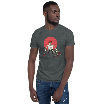 SKELLIES Men's Graphic T-shirt - Skeleton Longboarding T-shirt Print, Relaxed Fit, Casual Wear