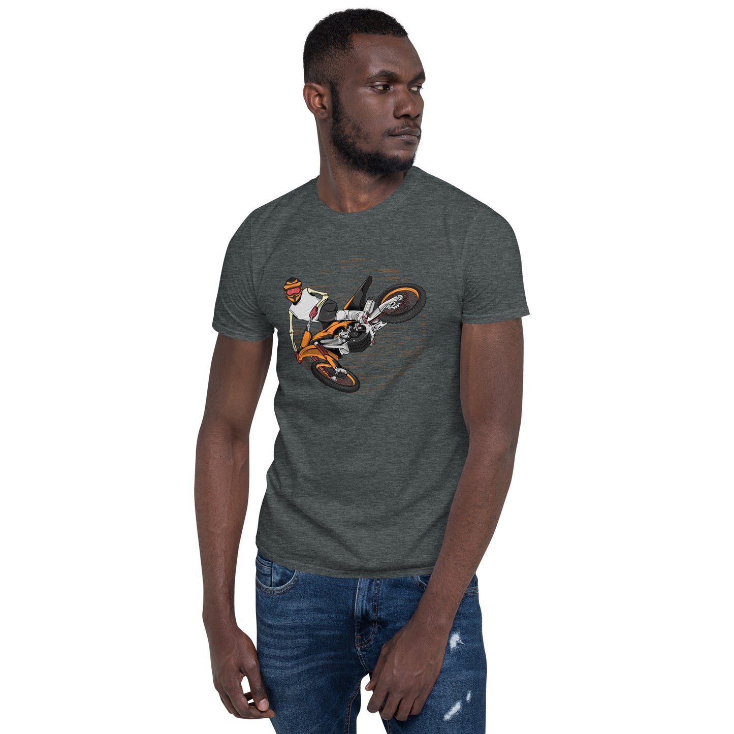 SKELLIES Men's Graphic T-shirt - Skeleton Motocross T-shirt Print, Relaxed Fit, Casual Wear