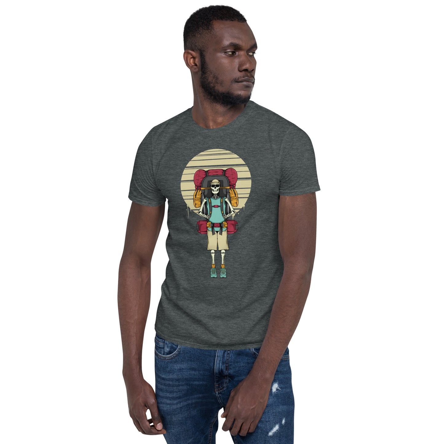 SKELLIES Men's Graphic T-shirt - Skeleton hiking T-shirt Print, Relaxed Fit, Casual Wear