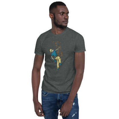 SKELLIES Men's Graphic T-shirt - Skeleton Rock Climbing T-shirt Print, Regular Fit, Casual Wear