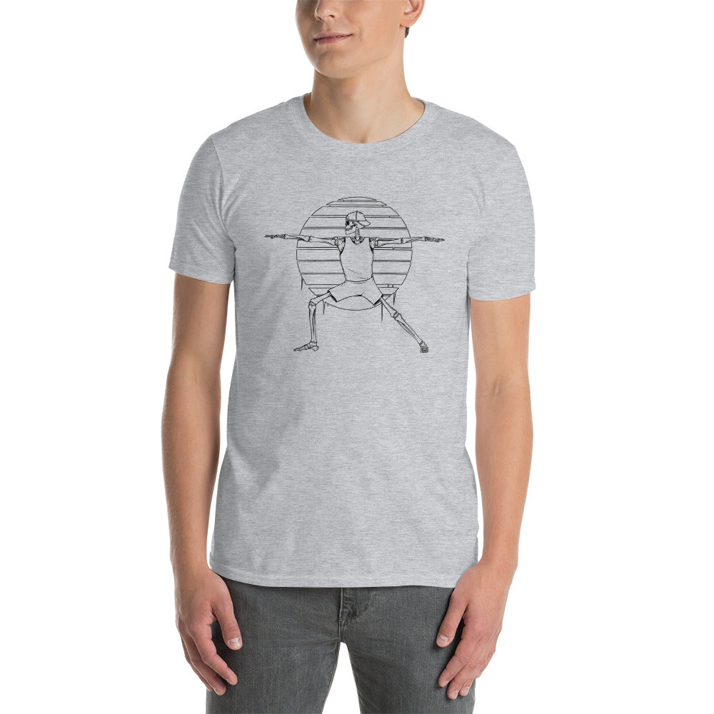 SKELLIES Men's Graphic T-shirt - Skeleton Yoga Warrior T-shirt Line Print, Regular Fit, Casual Wear