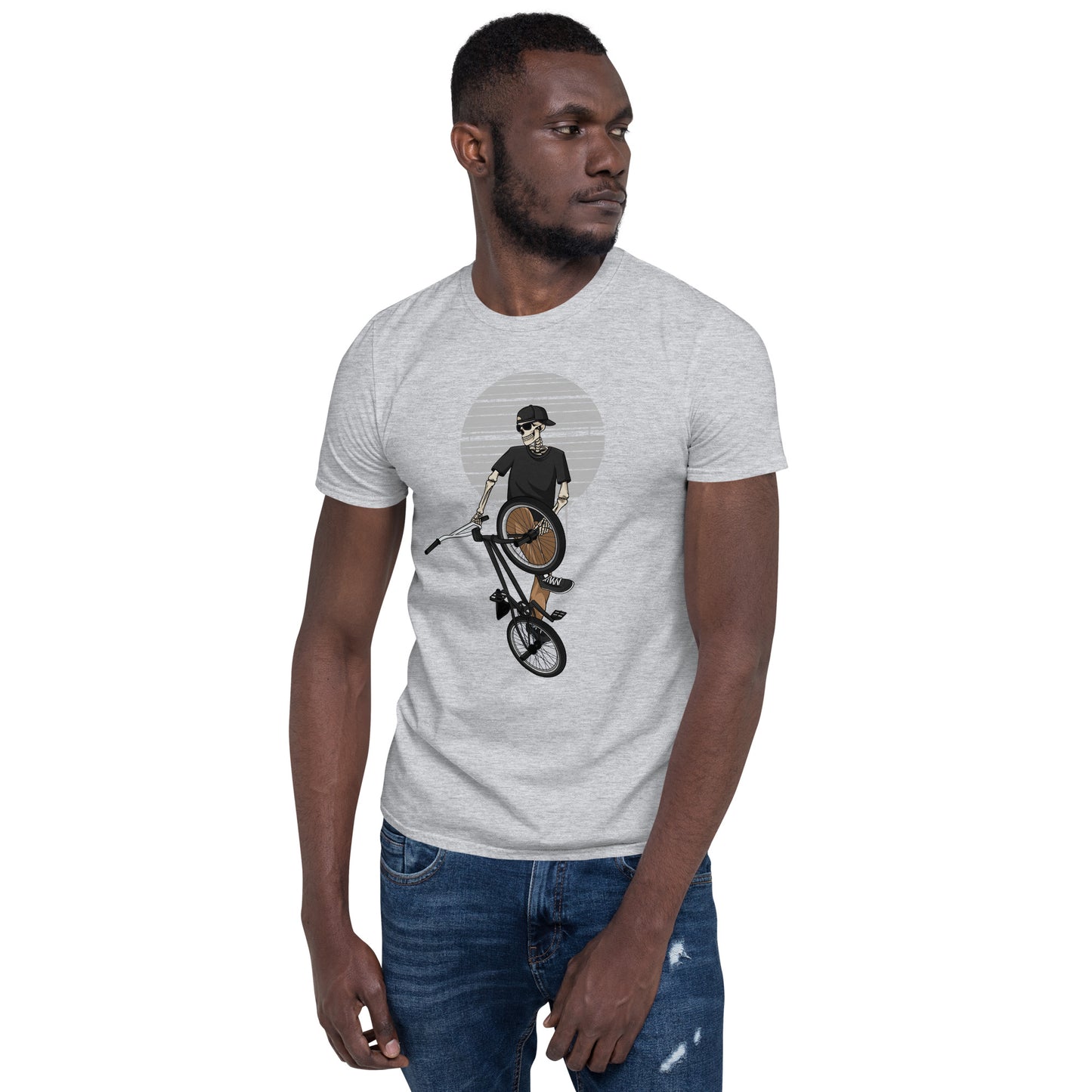 SKELLIES Men's Graphic T-shirt - Skeleton BMXing T-shirt Print, Regular Fit, Casual Wear