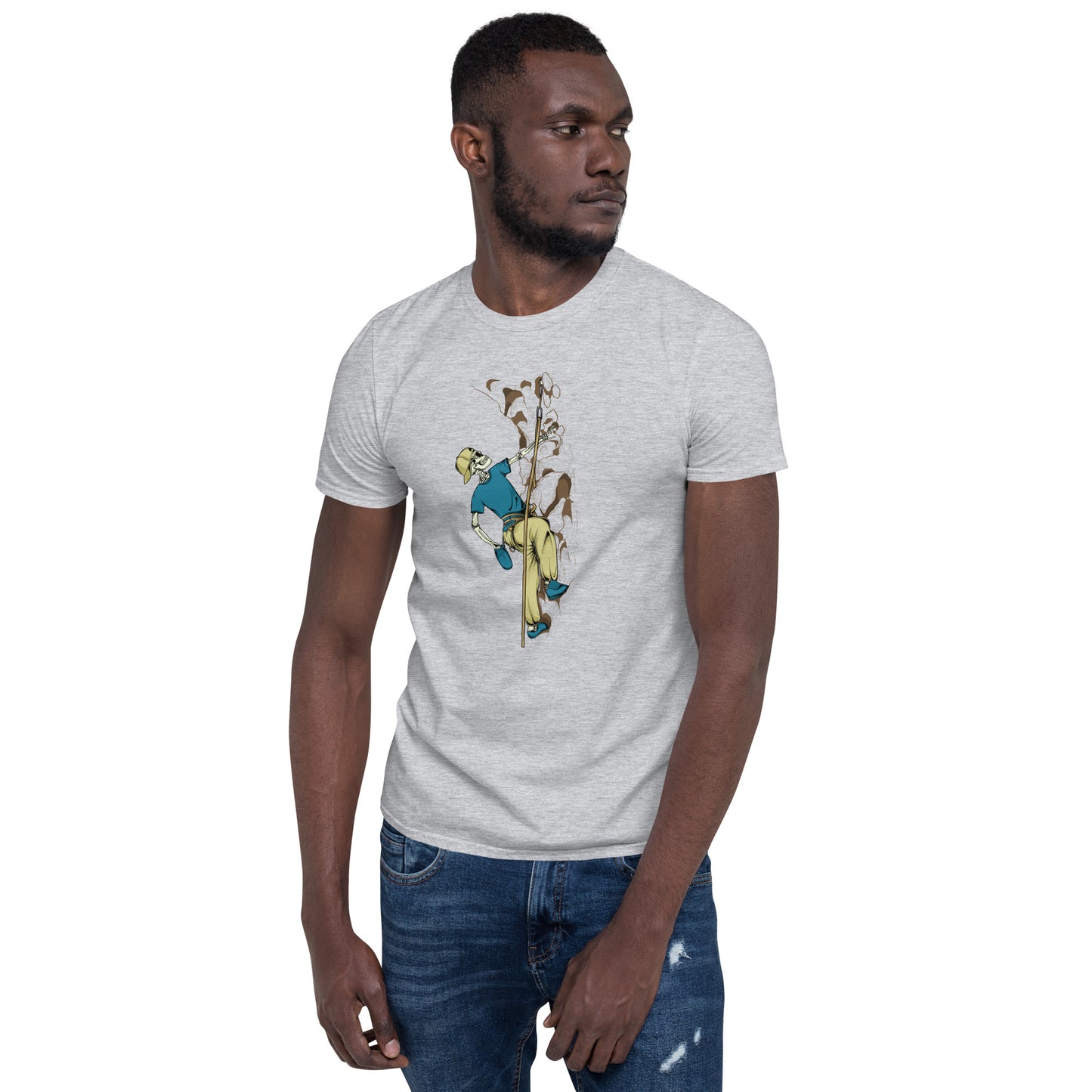 SKELLIES Men's Graphic T-shirt - Skeleton Rock Climbing T-shirt Print, Regular Fit, Casual Wear