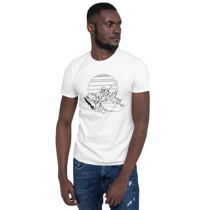 SKELLIES Men's Graphic T-shirt - Skeleton Kayaking T-shirt Line Print, Regular Fit, Casual Wear