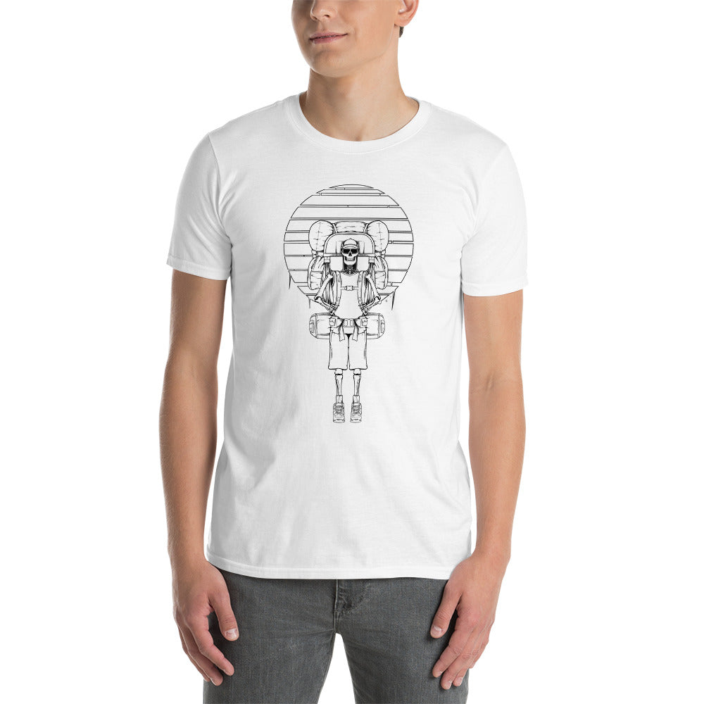 SKELLIES Men's Graphic T-shirt - Skeleton Hiking T-shirt Line Print, Regular Fit, Casual Wear