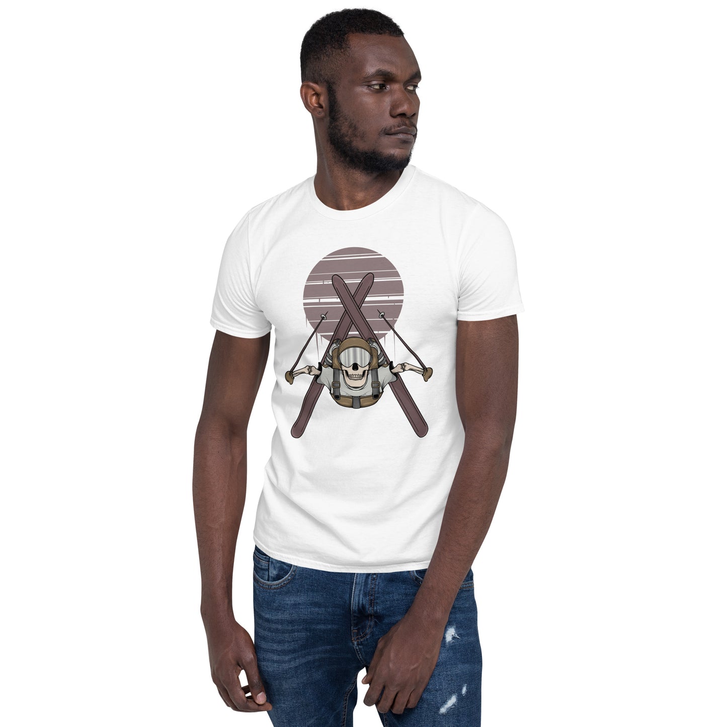 SKELLIES Men's Graphic T-shirt - Skeleton Skiing flip T-shirt  Print, Regular Fit, Casual Wear