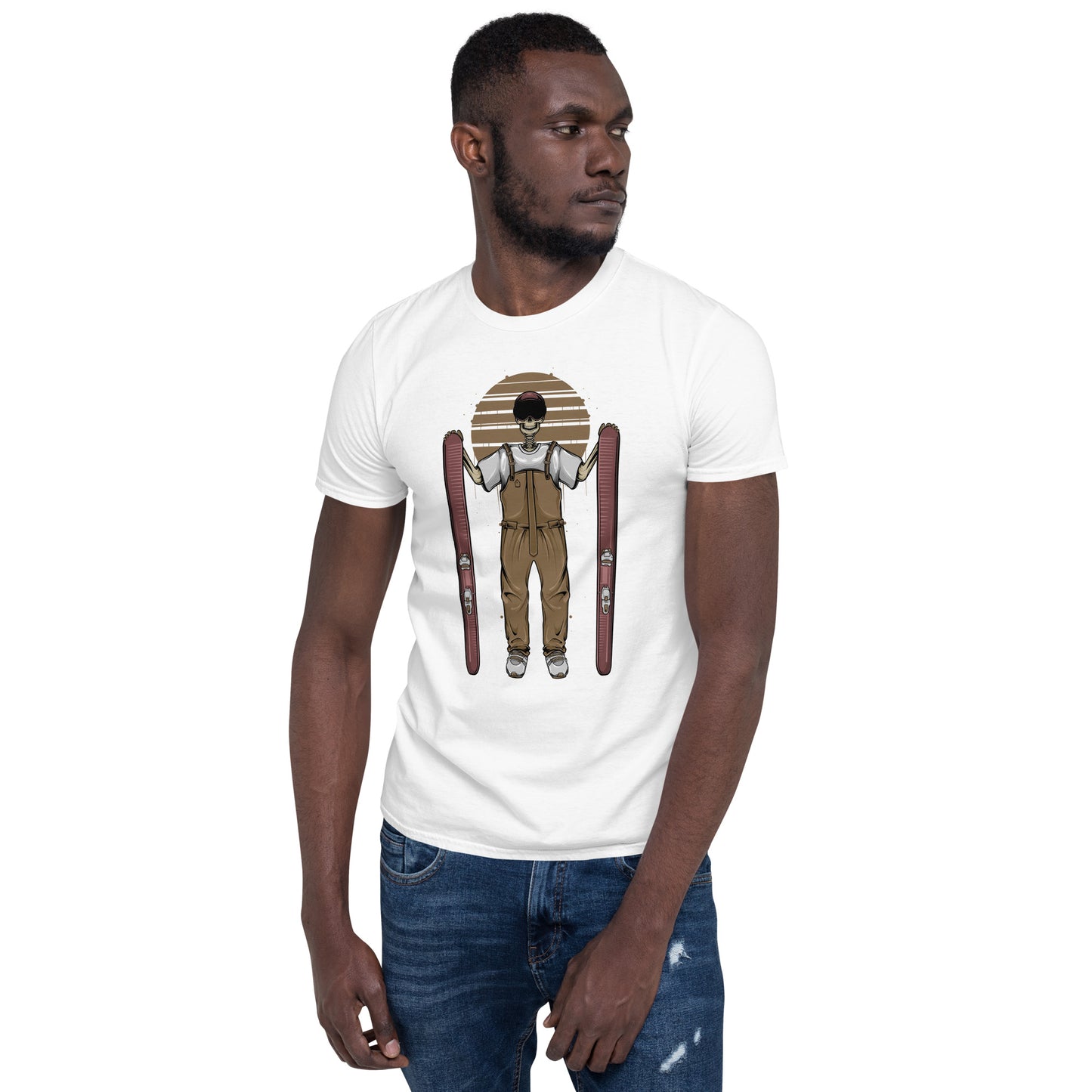 SKELLIES Men's Graphic T-shirt - Skeleton Ski T-shirt Print, Regular Fit, Casual Wear