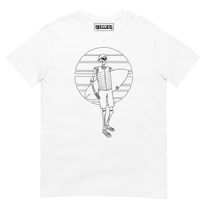 SKELLIES Men's Graphic T-shirt - Skeleton Wakesurf T-shirt Line Print, Regular Fit, Casual Wear