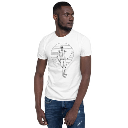 SKELLIES Men's Graphic T-shirt - Skeleton Wakesurf T-shirt Line Print, Regular Fit, Casual Wear