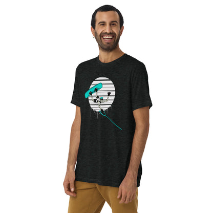 SKELLIES Men's Graphic Tri-Blend T-shirt - Skeleton Wakeboarding T-shirt Print, Regular Fit, Casual Wear