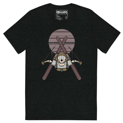 SKELLIES Men's Graphic Tri-Blend T-shirt - Skeleton Ski Flip T-shirt Print, Regular Fit, Casual Wear