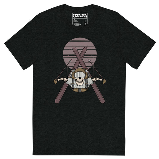 SKELLIES Men's Graphic Tri-Blend T-shirt - Skeleton Ski Flip T-shirt Print, Regular Fit, Casual Wear