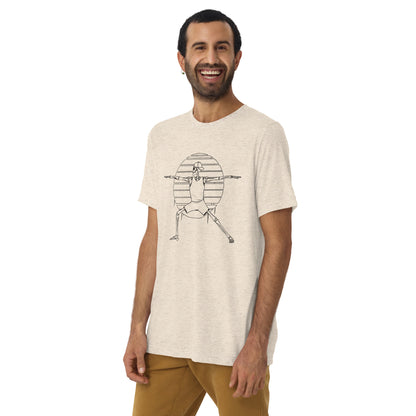 SKELLIES Men's Line Graphic Tri-Blend T-shirt - Skeleton Yoga Warrior Line T-shirt Print, Regular Fit, Casual Wear