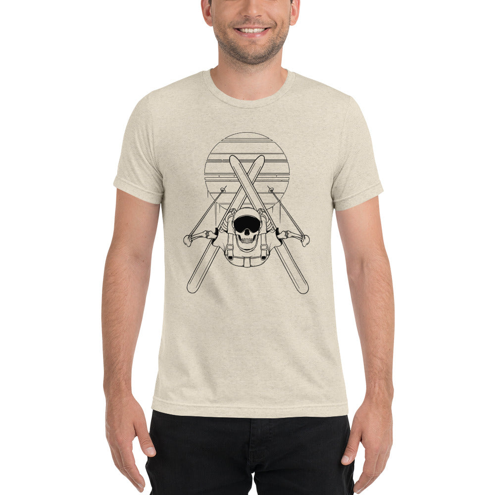 SKELLIES Men's Tri-Blend Line Graphic T-shirt - Skeleton Ski Flip T-shirt Line Print, Regular Fit, Casual Wear