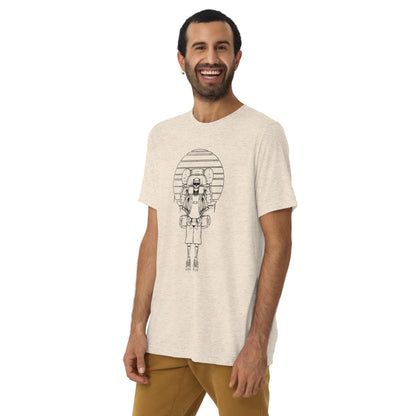 SKELLIES Men's Line Graphic Tri-Blend T-shirt - Skeleton Hiking T-shirt Line Print, Regular Fit, Casual Wear