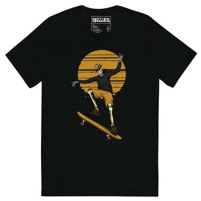 SKELLIES Men's Graphic Tri-Blend T-shirt - Skeleton Skateboarding T-shirt Print, Regular Fit, Casual Wear