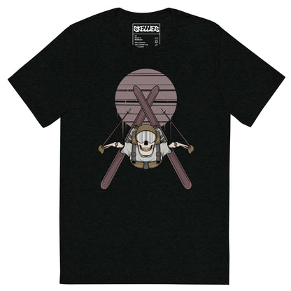 SKELLIES Men's Graphic Tri-Blend T-shirt - Skeleton Ski Flip T-shirt Print, Regular Fit, Casual Wear