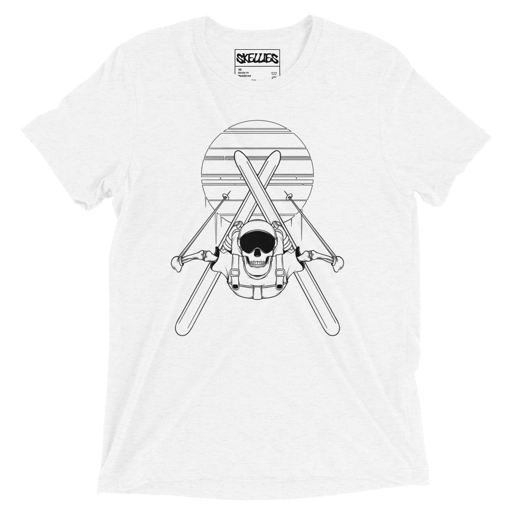 SKELLIES Men's Tri-Blend Line Graphic T-shirt - Skeleton Ski Flip T-shirt Line Print, Regular Fit, Casual Wear