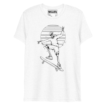 SKELLIES Men's Line Graphic Tri-Blend T-shirt - Skeleton Skateboarding T-shirt Line Print, Regular Fit, Casual Wear