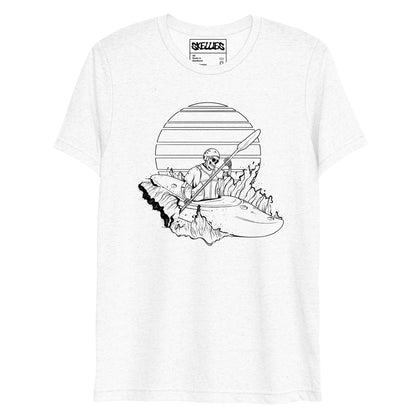 SKELLIES Men's Line Graphic Tri-Blend T-shirt - Skeleton Kayaking T-shirt Line Print, Regular Fit, Casual Wear