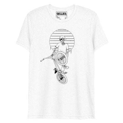 SKELLIES Men's Graphic Tri-blend T-shirt - Skeleton BMXing T-shirt Line Print, Regular Fit, Casual Wear