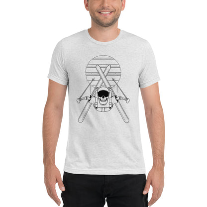 SKELLIES Men's Tri-Blend Line Graphic T-shirt - Skeleton Ski Flip T-shirt Line Print, Regular Fit, Casual Wear