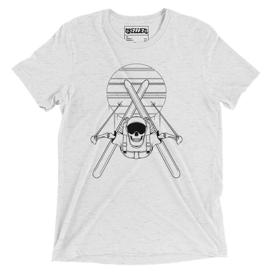 SKELLIES Men's Tri-Blend Line Graphic T-shirt - Skeleton Ski Flip T-shirt Line Print, Regular Fit, Casual Wear