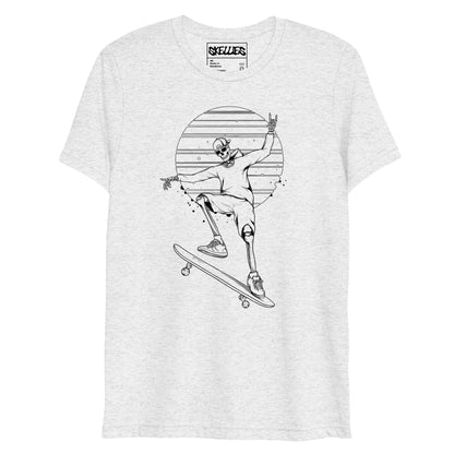 SKELLIES Men's Line Graphic Tri-Blend T-shirt - Skeleton Skateboarding T-shirt Line Print, Regular Fit, Casual Wear