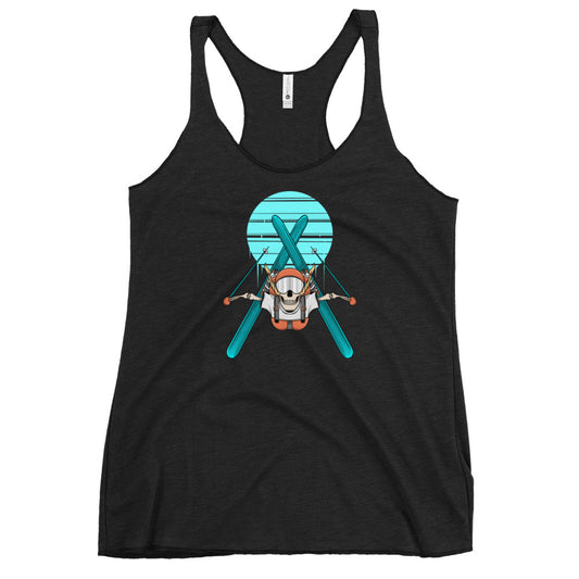 SKELLIES Women's Graphic Racerback Tank Top - Skeleton Ski Flip Tank Top Print, Relaxed Fit, Casual Wear