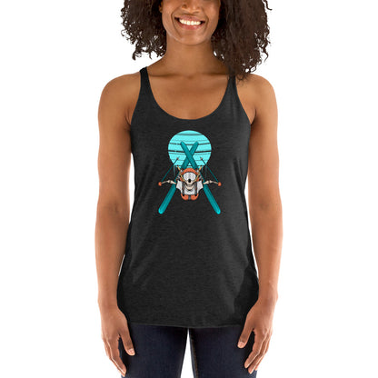 SKELLIES Women's Graphic Racerback Tank Top - Skeleton Ski Flip Tank Top Print, Relaxed Fit, Casual Wear