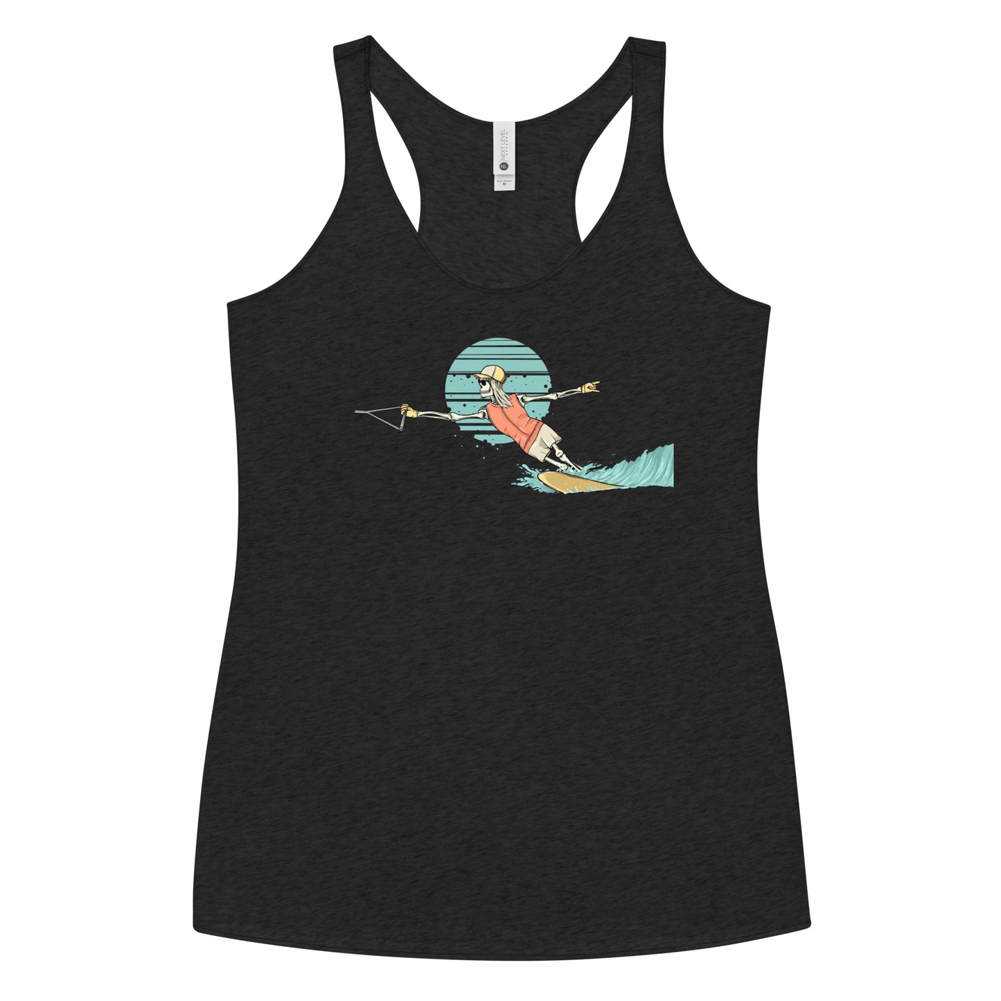 SKELLIES Women's Graphic Racerback Tank Top - Skeleton Water Skiing Tank Top Print, Relaxed Fit, Casual Wear