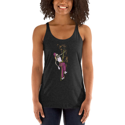 SKELLIES Women's Graphic Racerback Tank Top - Skeleton Rock Climbing Tank Top Print, Relaxed Fit, Casual Wear