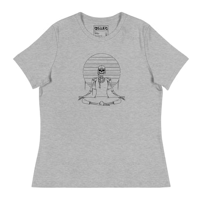 SKELLIES Women's Graphic T-shirt - Skeleton Yoga T-shirt Line Print, Relaxed Fit, Casual Wear