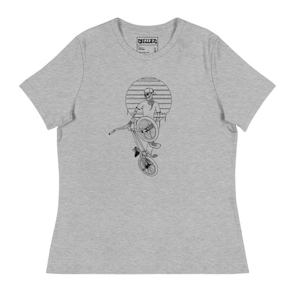 SKELLIES Women's Graphic T-shirt - Skeleton BMXING T-shirt Line Print, Regular Fit, Casual Wear