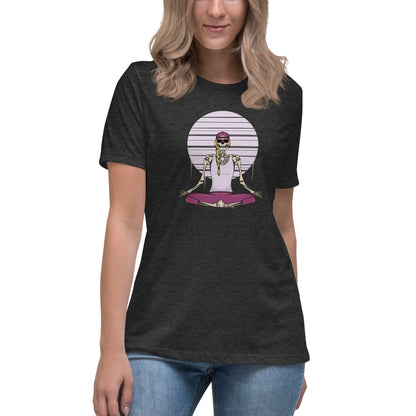 SKELLIES Women's Graphic T-shirt - Skeleton Yoga T-shirt Print, Relaxed Fit, Casual Wear