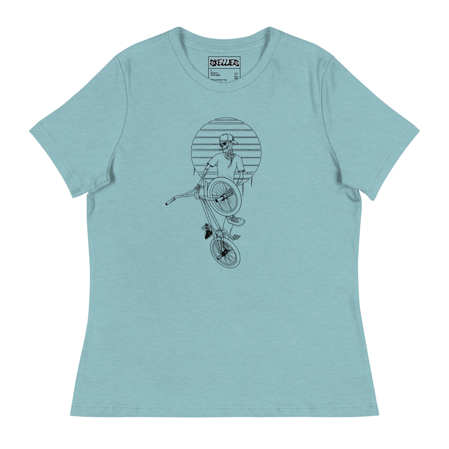 SKELLIES Women's Graphic T-shirt - Skeleton BMXING T-shirt Line Print, Regular Fit, Casual Wear