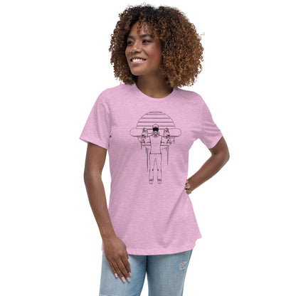 SKELLIES Women's Graphic T-shirt - Skeleton Snowboarding T-shirt Line Print, Relaxed Fit, Casual Wear