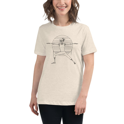 SKELLIES Women's Graphic T-shirt - Skeleton Warrior Yoga T-shirt Line Print, Relaxed Fit, Casual Wear