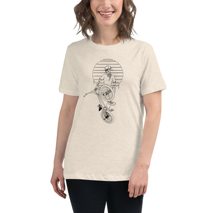 SKELLIES Women's Graphic T-shirt - Skeleton BMXING T-shirt Line Print, Regular Fit, Casual Wear